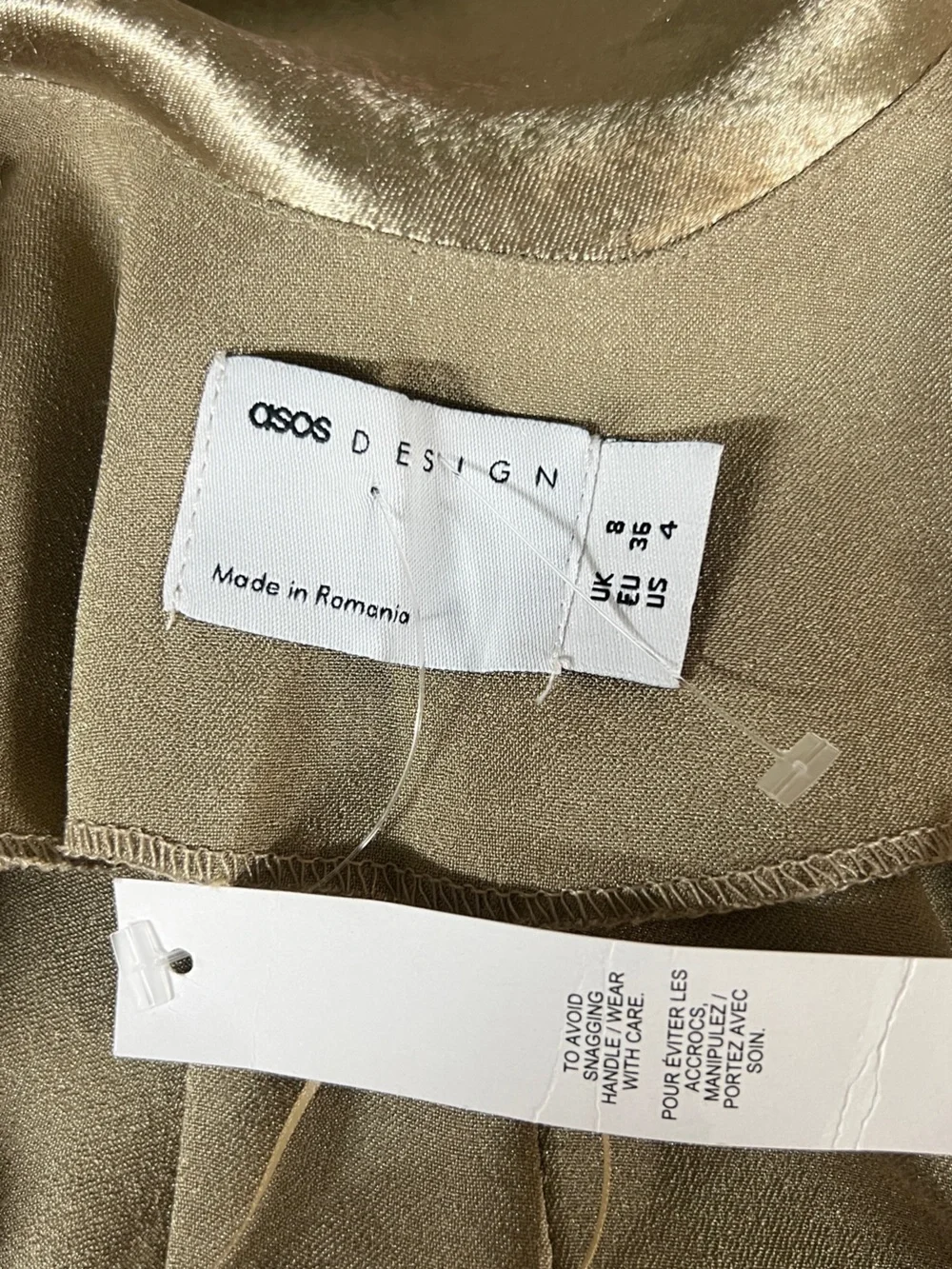 ASOS 4 gold mini dress